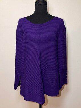 Alfani Purple Ribbed Sweater Swing Fit Jewel Tone Statement Top XL
